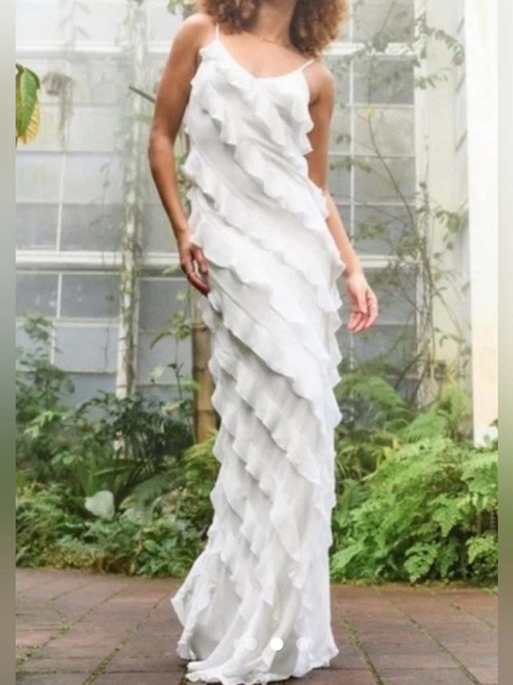Altar'd State White Ruffle Maxi Dress
